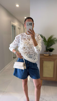Bianca Ekru Dantel İşlemeli Sweatshirt