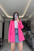 Pembe Tek Düğmeli Blazer