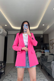 Pembe Tek Düğmeli Blazer