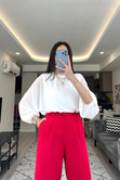Beyaz Astarlı Şifon Bluz