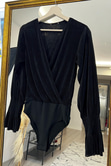 ZR Pliseli Siyah Bodysuit