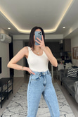 Ekru Fitilli Bodysuit