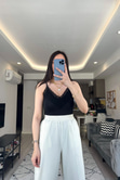 Siyah Dantel Detay Bodysuit