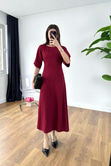 Botiga Bordo Midi Boy Elbise