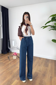 Bunis Mavi Denim Beli Lastikli Pantolon