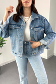 Mavi Taş İşleme Detaylı Premium Denim Ceket