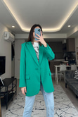 Yeşil Düğmeli Oversize Blazer