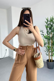 Str Bej Fitilli Halter Yaka Atlet