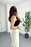 ZR Siyah Kare Yaka Çelik Triko Crop