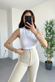 Zr Beyaz Basic Crop Top