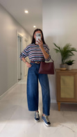 Desri Koyu Mavi Barrel Jean