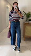 Desri Koyu Mavi Barrel Jean