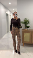 Dilvin Dersa Camel Desenli Mom Jean