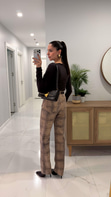 Dilvin Dersa Camel Desenli Mom Jean