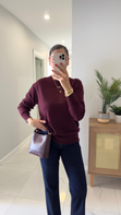 Dilvin Friday Bordo Bisiklet Yaka Basic Triko