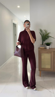 Dilvin Sia Bordo Asimetrik Kesim Örme Pantolon Takım