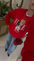Dolted Kırmızı Teddy Baskılı Sweat