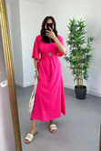 Costo Pembe V Yaka Pencere Detaylı Elbise