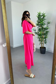 Costo Pembe V Yaka Pencere Detaylı Elbise
