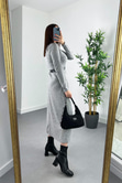 Dress Gri Dik Yaka Çan Elbise