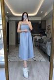 H&M Mavi Askılı Elbise