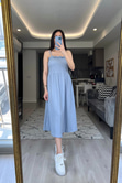 H&M Mavi Askılı Elbise