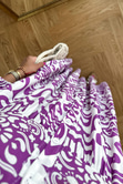 İtex Mor Beyaz Düğme Detaylı Maxi Elbise