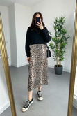Leopar Desenli Sweatshirt Detaylı Elbise