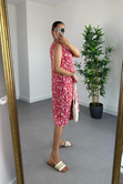 MD Galery Pembe Çiçek Desenli Elbise