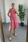 MD Galery Pembe Çiçek Desenli Elbise