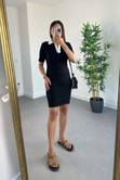 MD Leine Siyah Polo Yaka Elbise