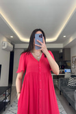 Mng Nar Çiçeği Düğmeli Elbise