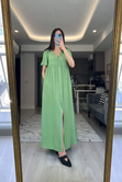 Mng Yeşil Düğmeli Elbise