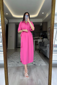 Pembe Beli Kuşaklı Elbise