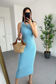 Pretty Bebe Mavi Halter Yaka Elbise