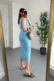 Pretty Bebe Mavi Halter Yaka Elbise