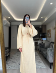 Sarı Pencere Detaylı Maxi Boy Elbise