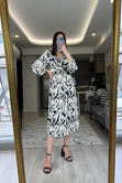 Selly Zebra Desenli Elbise
