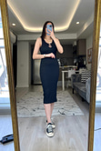 Siyah Pencere Detaylı Elbise