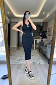 Siyah Pencere Detaylı Elbise