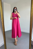 Wila Pembe Dökümlü Elbise