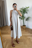 ZR Being Taş Halter Yaka Midi Elbise