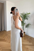 ZR Being Taş Halter Yaka Midi Elbise