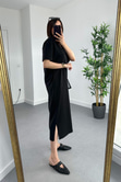 ZR Tone Siyah Cep Detaylı Basic Elbise
