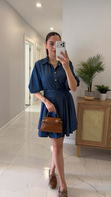 Erisya Lacivert Tensel Denim Elbise