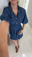 Erisya Lacivert Tensel Denim Elbise