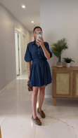 Erisya Lacivert Tensel Denim Elbise