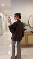 Farrah Kahve Kemerli Blazer Ceket