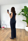 Fiona Dark Blue Gizli Cep Detaylı Yelekli Takım