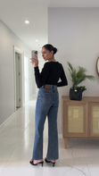 Fiorina Koyu Lacivert Flare Jean